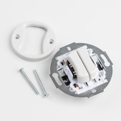 Kliklap - Retro dubultais kāpņu slēdzis ar rāmīti Nr. 6+6, sniegbalts