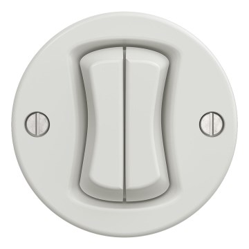 Kliklap - Retro dubultais kāpņu slēdzis bez rāmja Nr. 6+6 balts