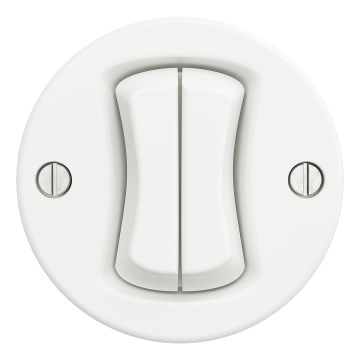 Kliklap - Retro dubultais kāpņu slēdzis bez rāmja Nr. 6+6 balts