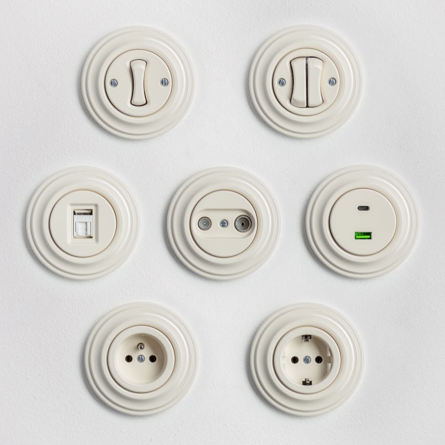 Kliklap - Retro kāpņu slēdzis bez rāmja nr. 6 bēšs