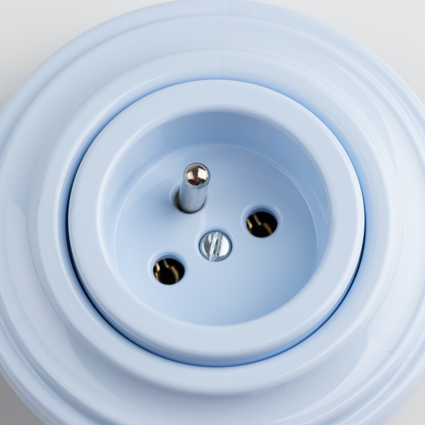 Kliklap - Retro mājas kontaktligzda ar rāmi 230V zila