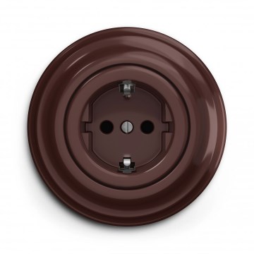 Kliklap - Retro mājas kontaktligzda ar rāmi SCHUKO 230V/16A brūna