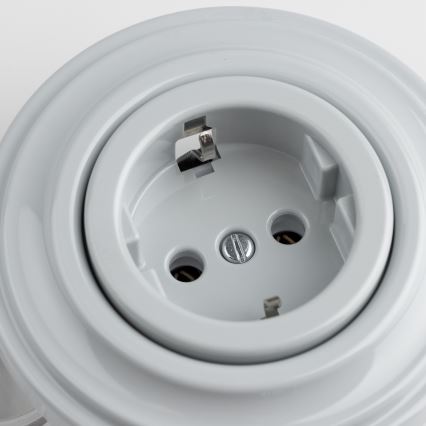 Kliklap - Retro mājas kontaktligzda ar rāmi SCHUKO 230V/16A pelēka