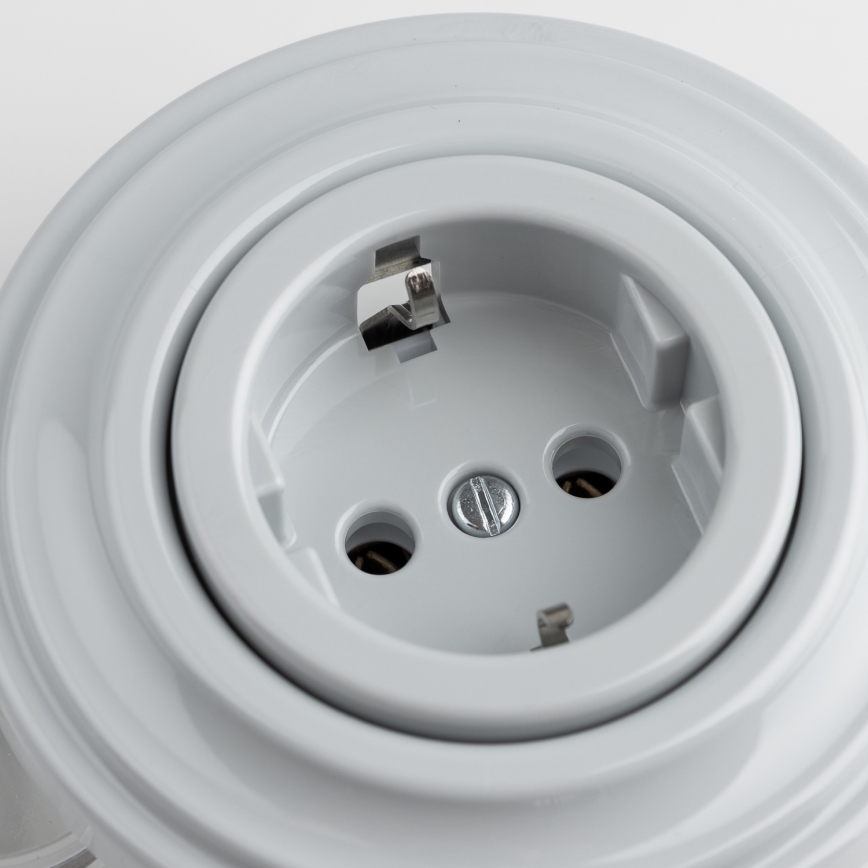Kliklap - Retro mājas kontaktligzda ar rāmi SCHUKO 230V/16A pelēka