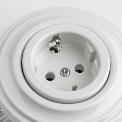 Kliklap - Retro mājas kontaktligzda ar rāmīti SCHUKO 230V/16A keramiska balta