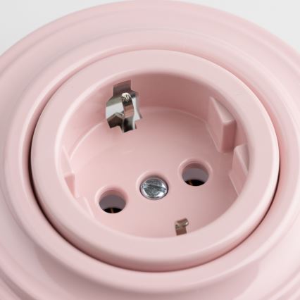 Kliklap - Retro mājas kontaktligzda ar rāmīti SCHUKO 230V/16A vintage rozā