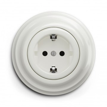 Kliklap - Retro mājas kontaktligzda ar SCHUKO rāmi 230V/16A, balta
