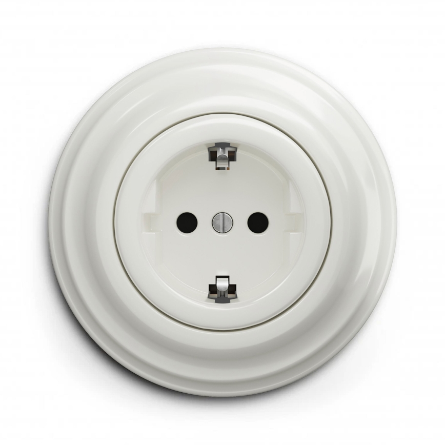 Kliklap - Retro mājas kontaktligzda ar SCHUKO rāmi 230V/16A, balta