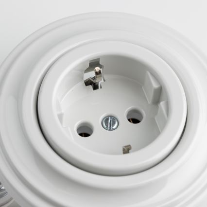 Kliklap - Retro mājas kontaktligzda ar SCHUKO rāmi 230V/16A sniegbalta