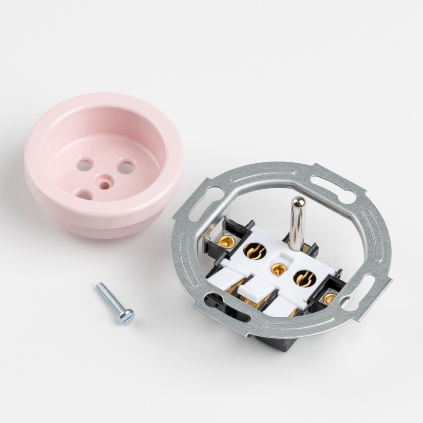 Kliklap - Retro mājas kontaktligzda bez rāmja 230V antīkā rozā krāsā