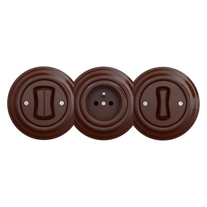 Kliklap - Retro mājas kontaktligzda bez rāmja SCHUKO 230V/16A brūna