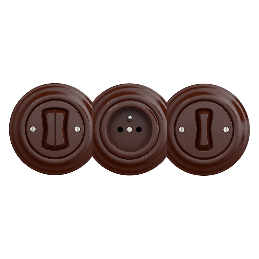 Kliklap - Retro mājas kontaktligzda bez rāmja SCHUKO 230V/16A brūna