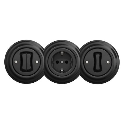 Kliklap - Retro mājas kontaktligzda bez rāmja SCHUKO 230V/16A melna