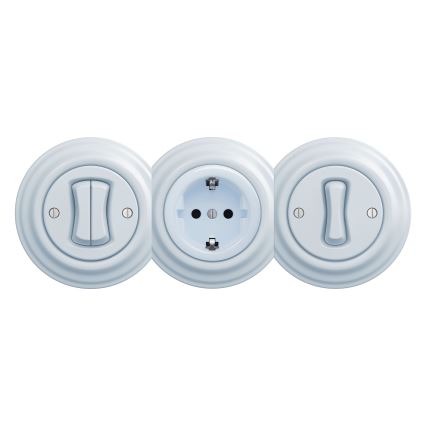 Kliklap - Retro mājas kontaktligzda bez rāmja SCHUKO 230V/16A, zila