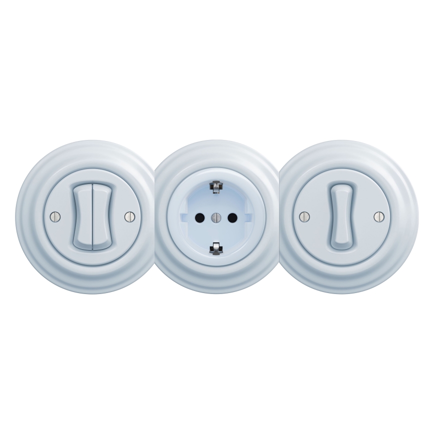 Kliklap - Retro mājas kontaktligzda bez rāmja SCHUKO 230V/16A, zila