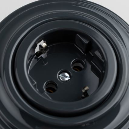 Kliklap - Retro mājas rozete ar rāmi SCHUKO 230V/16A, antracīts
