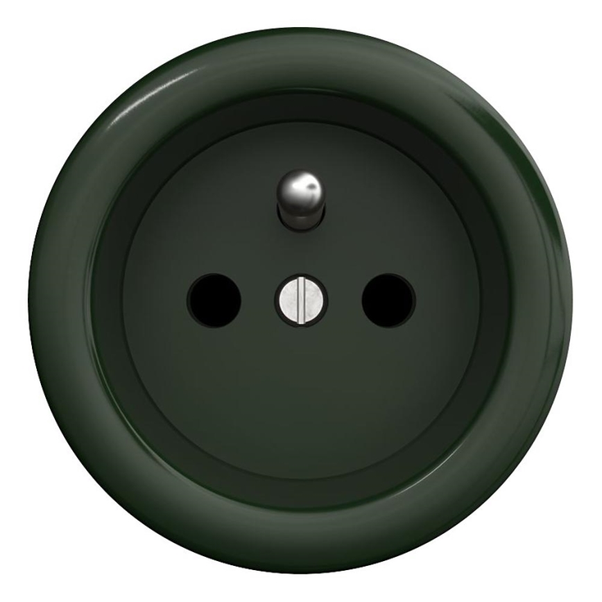 Kliklap - Retro mājas rozete bez rāmja 230V zaļa