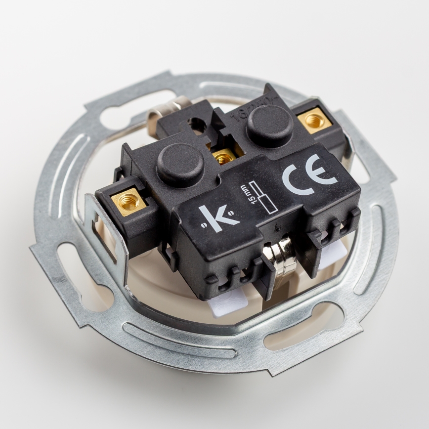 Kliklap - Retro mājas SCHUKO kontaktligzda ar rāmi, 230V/16A, bēša