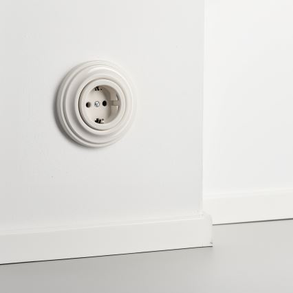 Kliklap - Retro mājas SCHUKO kontaktligzda ar rāmi, 230V/16A, bēša