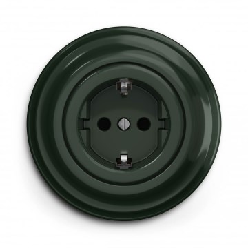 Kliklap - Retro mājas SCHUKO kontaktligzda ar rāmīti 230V/16A, zaļa