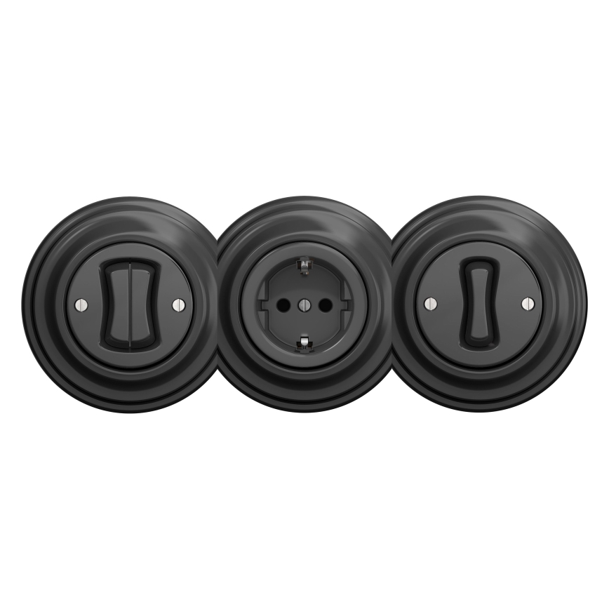 Kliklap - Retro mājas SCHUKO kontaktligzda bez rāmja, 230V/16A, antracīts