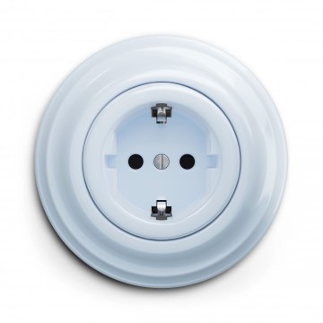 Kliklap - Retro mājas SCHUKO rozete ar rāmīti 230V/16A, zila
