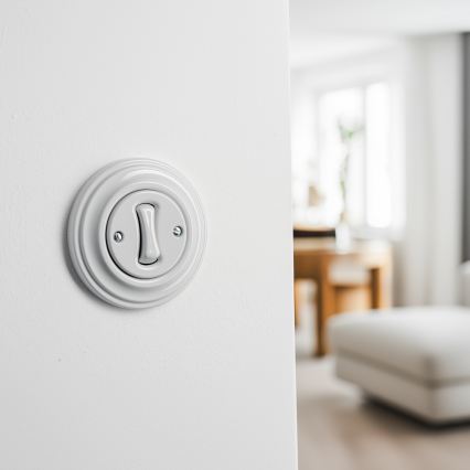 Kliklap - retro poga ar rāmi no baltas keramikas