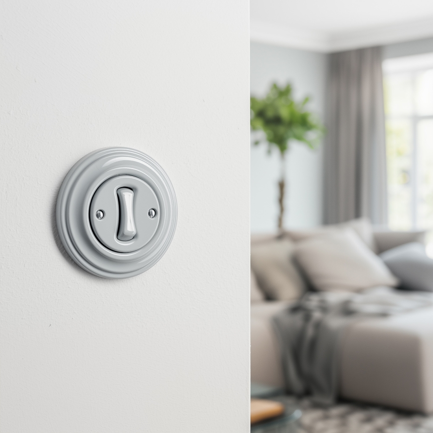 Kliklap - Retro poga ar rāmi, pelēka