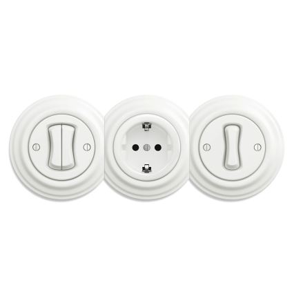 Kliklap - Retro mājas kontaktligzda bez rāmja SCHUKO 230V/16A balta