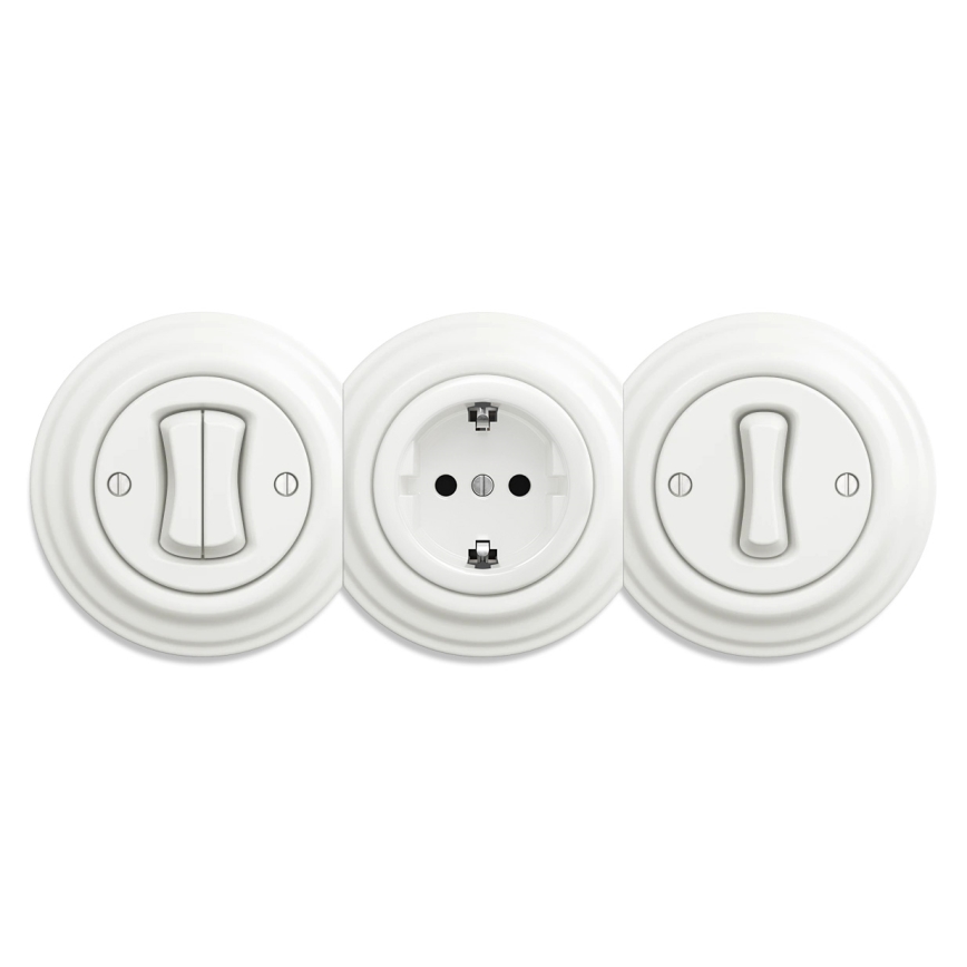 Kliklap - Retro mājas kontaktligzda bez rāmja SCHUKO 230V/16A balta