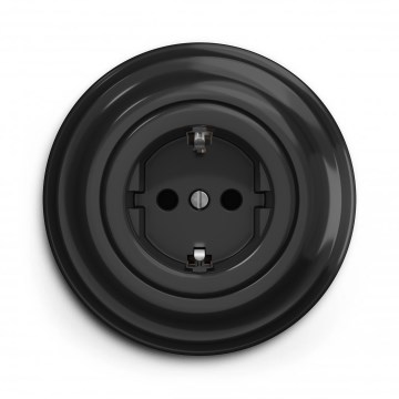 Kliklap - Retro SCHUKO mājas kontaktligzda ar rāmi 230V/16A melna