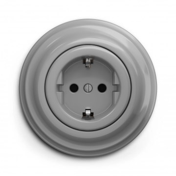 Kliklap - retro SCHUKO sienas kontaktligzda ar rāmi, 230 V/16 A, pelēka