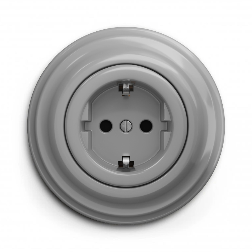 Kliklap - retro SCHUKO sienas kontaktligzda ar rāmi, 230 V/16 A, pelēka