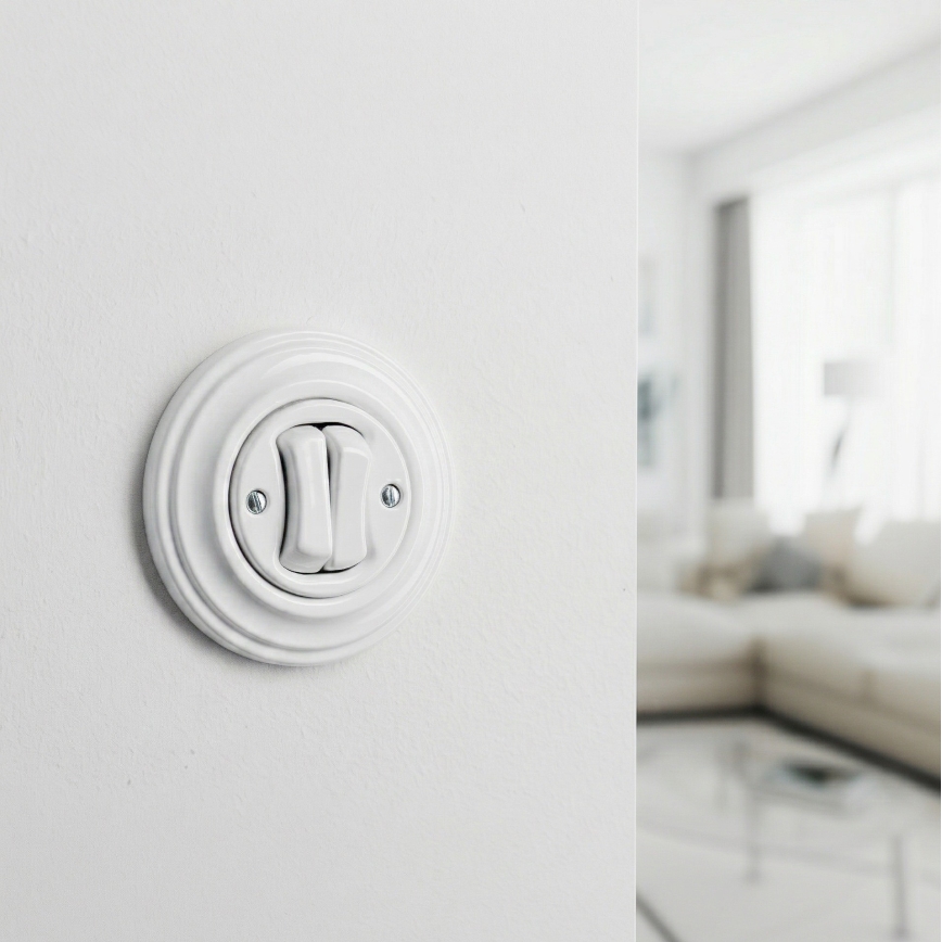 Kliklap - Retro sērijas slēdzis ar rāmi Nr. 5, sniegbalts