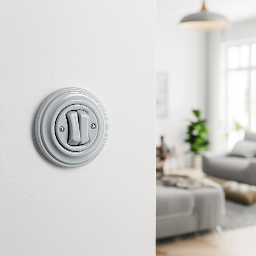 Kliklap - Retro sērijveida slēdzis ar rāmi Nr. 5 pelēks