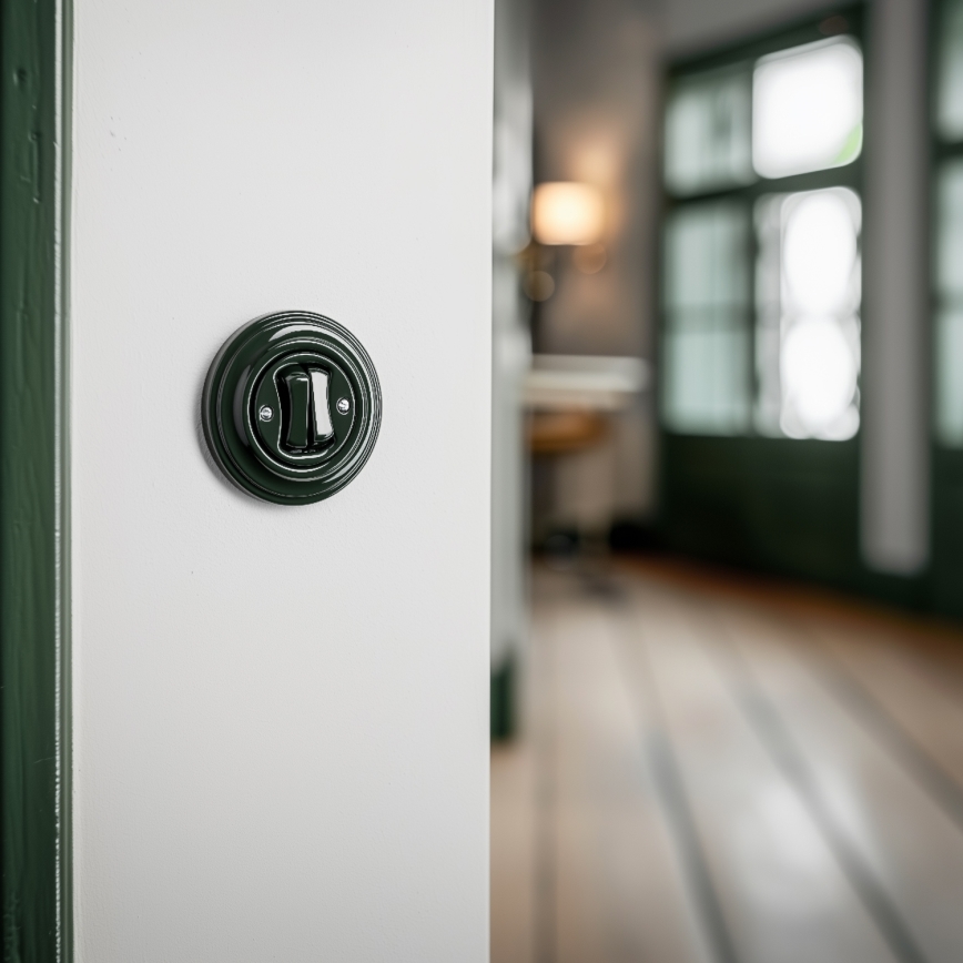 Kliklap - Retro sērijveida slēdzis ar rāmi Nr. 5, zaļš