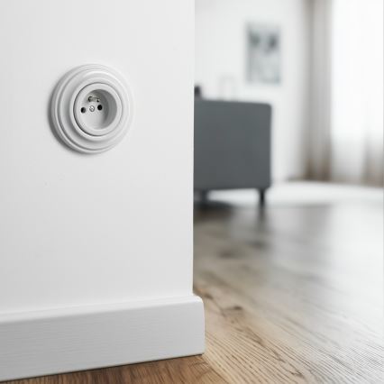 Kliklap - Retro sienas kontaktligzda ar rāmi 230V sniegbalta