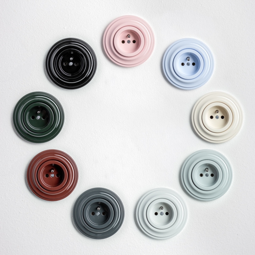 Kliklap - Retro sienas kontaktligzda ar rāmi 230V sniegbalta