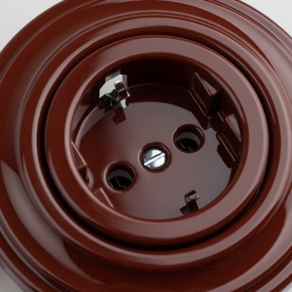 Kliklap - Retro sienas kontaktligzda ar rāmīti SCHUKO 230V/16A brūna