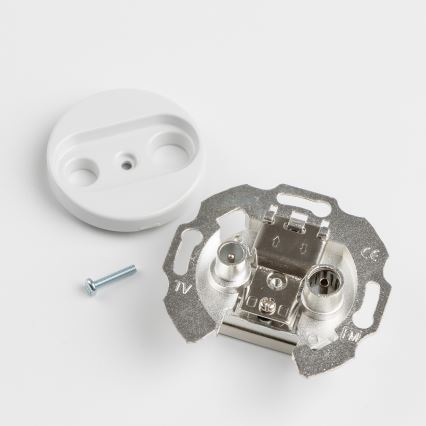 Kliklap - Retro stila abonenta TV+R rozete (galējā) ar rāmi sniegbalta