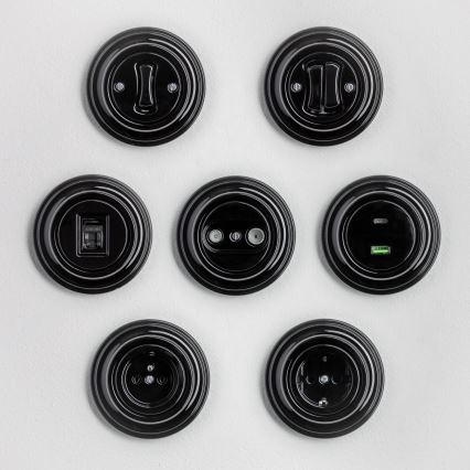 Kliklap - retro TV+R abonenta rozete ar caurlaidi un rāmi, melna