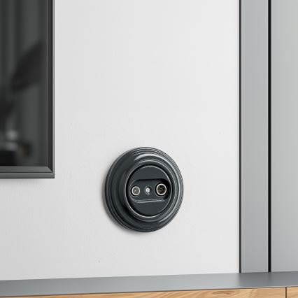 Kliklap - Retro TV+R kontaktligzda (caurvada) ar antracīta rāmi