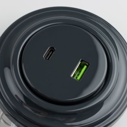 Kliklap - Retro USB kontaktligzda A+C ar antracīta rāmi