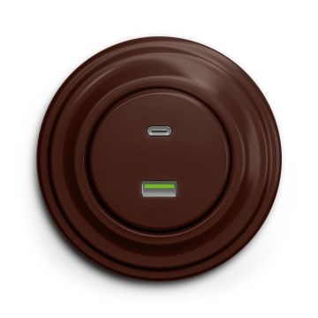 Kliklap - Retro USB kontaktligzda A+C ar brūnu rāmi