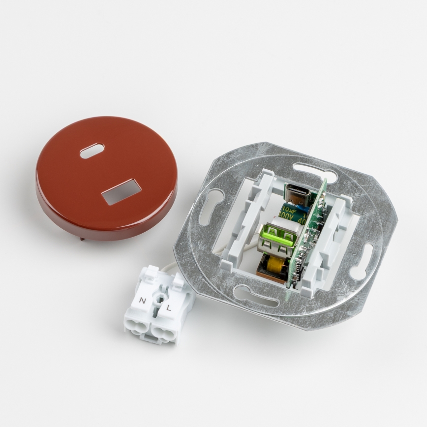 Kliklap - Retro USB kontaktligzda A+C ar brūnu rāmi