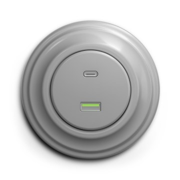 Kliklap - Retro USB kontaktligzda A+C ar rāmi, pelēka