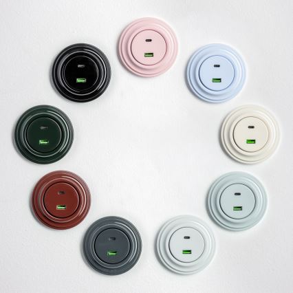 Kliklap - Retro USB kontaktligzda A+C ar rāmi, pelēka