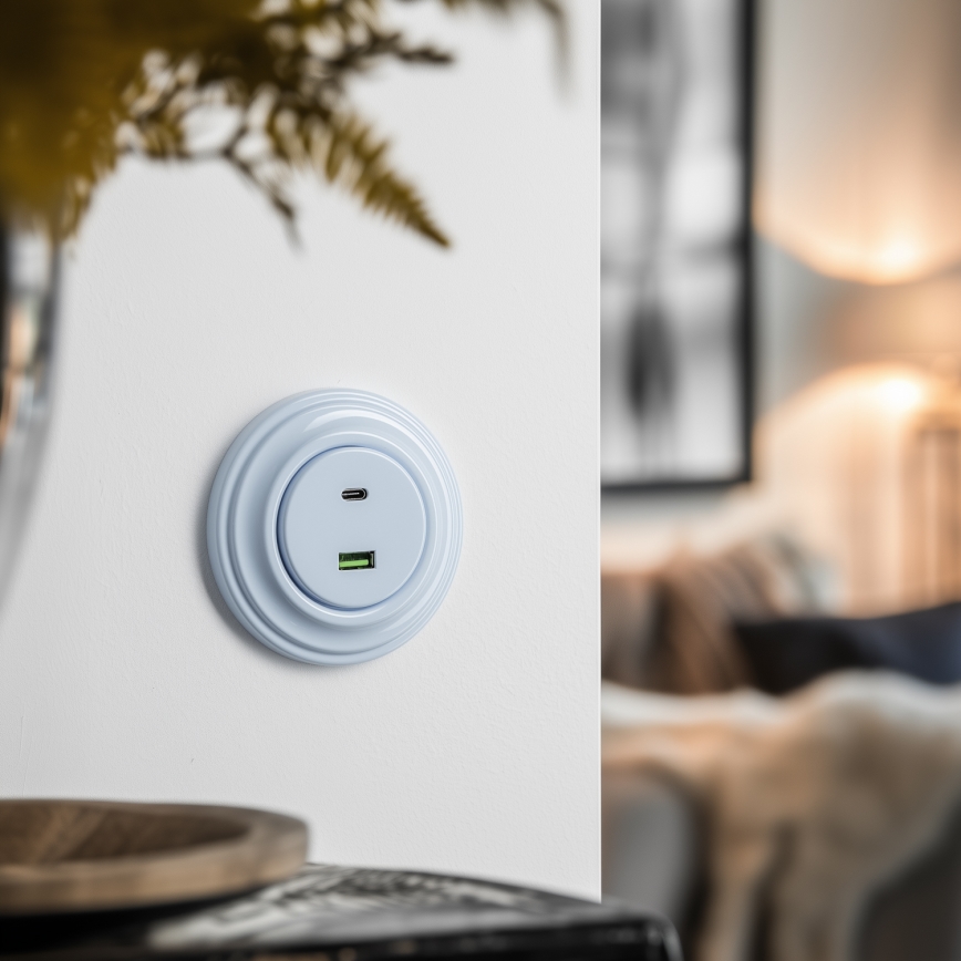 Kliklap - Retro USB kontaktligzda A+C ar rāmi, zila