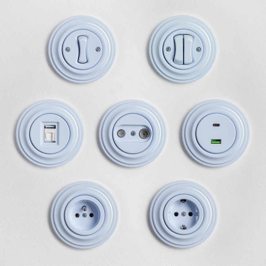 Kliklap - Retro USB kontaktligzda A+C ar rāmi, zila