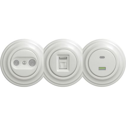 Kliklap - Retro USB ligzda A+C bez rāmja balta